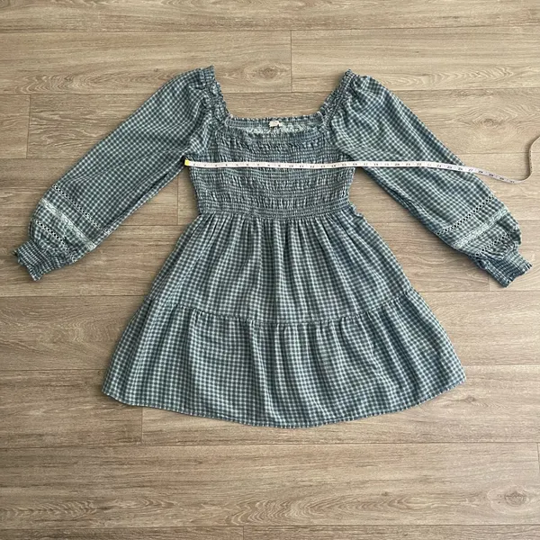 American Eagle gingham smocked long-sleeved dress - large - Image 5