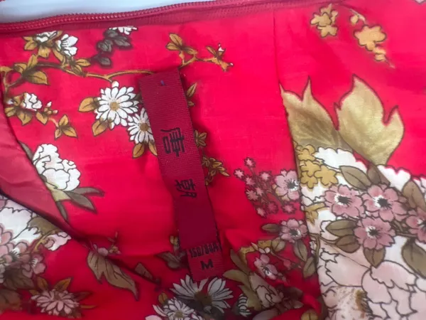 Tang Chao Red Floral Qipao Cheongsam Dress Cotton Mandarin Collar Size M - Image 19