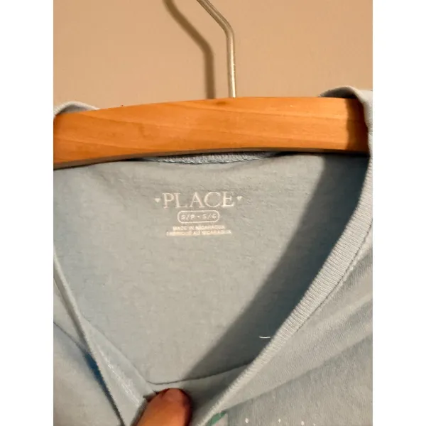 The Children's Place Birthday Cake Graphic Tee Girls Size 5/6 Blue Glitter Shirt - Image 3