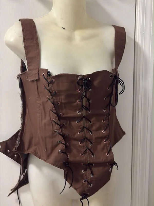 OOAK ren fest corset top larp Brown - Image 2