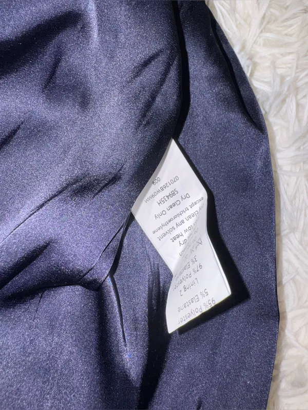 NEW HOUSE OF CB Persephone Strapless Corset Satin & Stretch Crepe navy Gown Sz M - Image 8