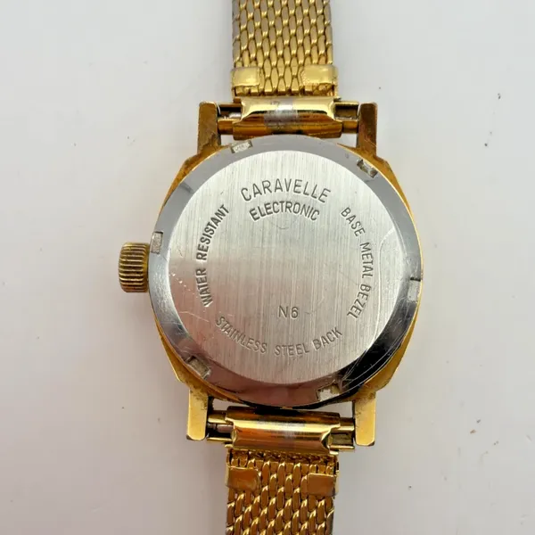 Caravelle Electronic Ladies Wristwatch Gold Tone Mesh Band For Parts - Image 7