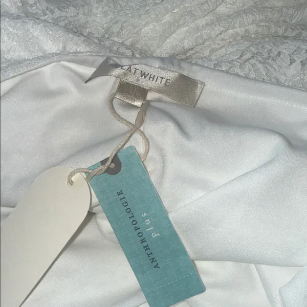 NWT Anthropologie X Flat White Plunge Slim Maxi Dress White Pace Halter Neck 3X - Image 11