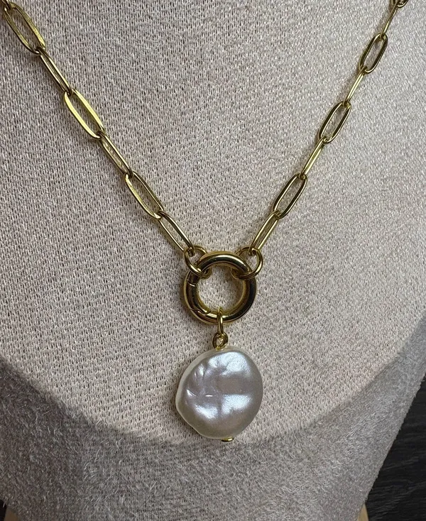 Handmade Gold Pearl Necklace - Image 5