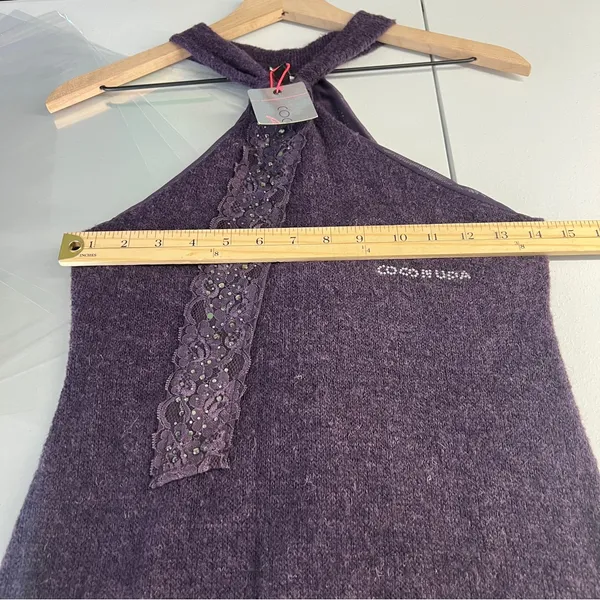 Coconuda‎ Donna Purple Mohair Blend Knit Halter Midi Dress Size L - Image 13