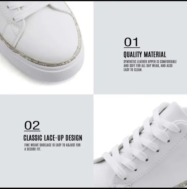 SheIn White Platform Lace Up Fashion Sneakers - Image 5