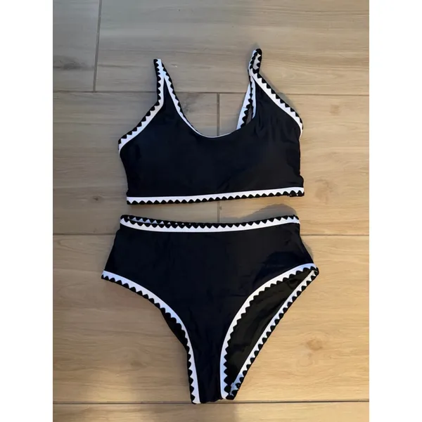 NEW Bikini Set Whip Stitch 2 Pc Swimsuits High Waist Scoop L - Image 4