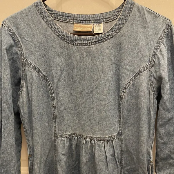 Coldwater Creek Chambray Denim‎ Maxi Dress Size S Y2K Western Modest Prairie - Image 4