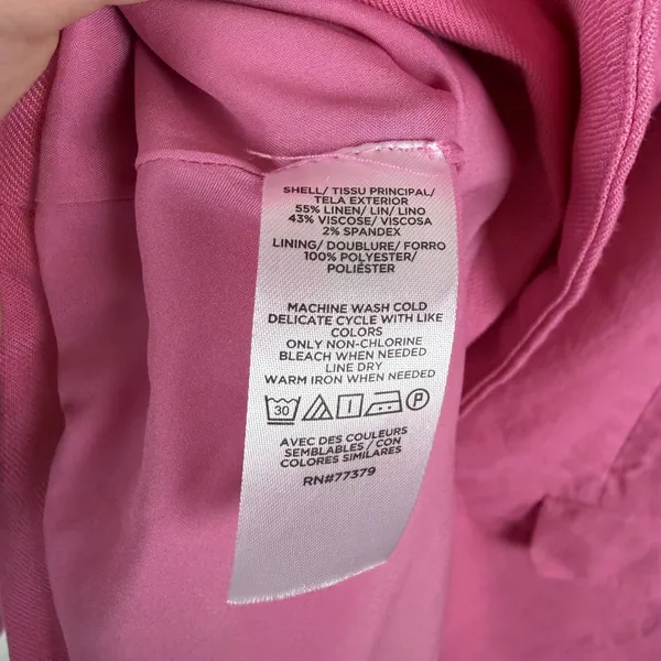 Ann Taylor Pink Linen Blend Single Button Blazer Jacket Size 2 Preppy Office - Image 7