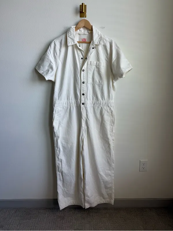 Levi’s Short Sleeve Heritage Lightweight Denim Jumpsuit White XL - Image 3