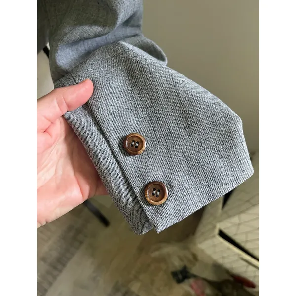 Cropped Blazer Heather Grey Medium One Button Office Chic Business Casual Preppy - Image 5