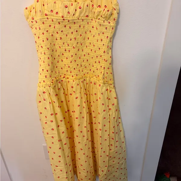Free people Yellow strawberry pattern Midi Dress - Image 3