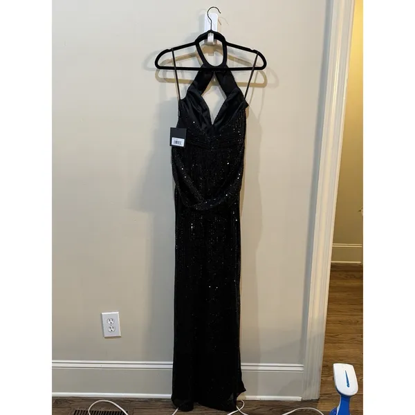 Mac Duggal Sequined Draped Sleeveless Keyhole Cowl‎ Back Gown Women's 2 - Image 4