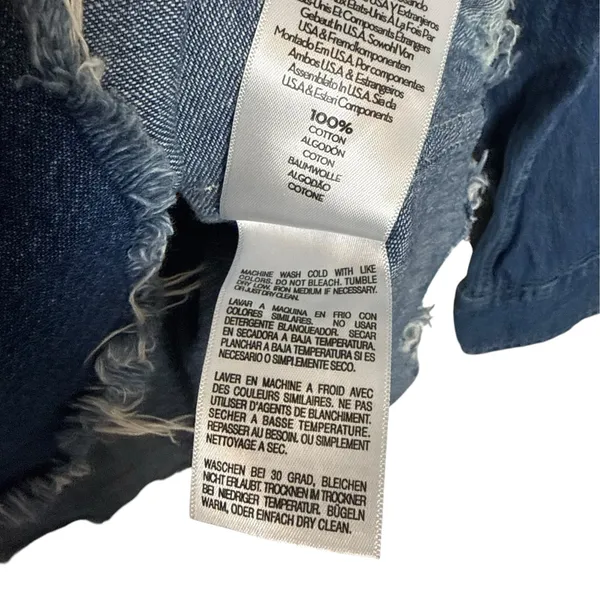 Mother The Western Cowgirl Blue Denim Jean Long Sleeve Button Raw Hem S - Image 9