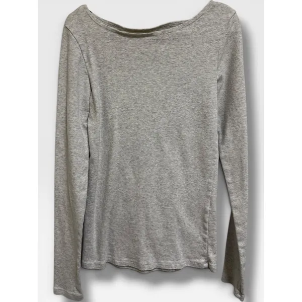 John Galt J Galt Heather Gray Boat Neck Long Sleeve Cotton Top MQ069G Z166 - Image 3