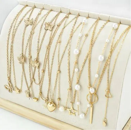 11 Gold Bohemian Layered Golden Necklaces Set - Image 2