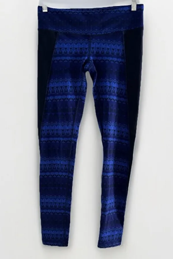 ALO Yoga Illusion 3 Tribal print leggings Arctic Royalty‎ Blue Black Pant size M - Image 7