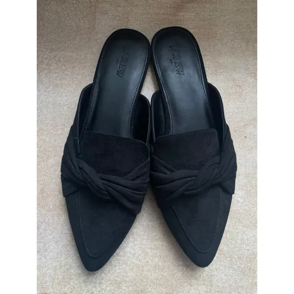 J.Crew Pointed Toe Slip-On Loafers Black Suede Knotted 9 Preppy Yacht‎ City Luxe - Image 2