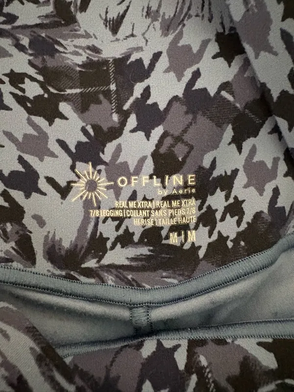 Aerie Hi-Rise Real Me Xtra 7/8 Blue Camoflauge Leggings Size Medium - Image 3