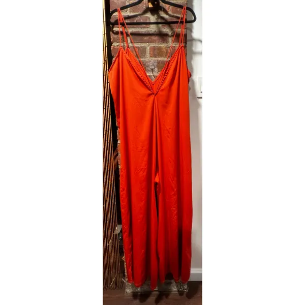 ASOS DESIGN Orange Boho Wide Leg Strappy Jumpsuit Size 12 Vacation Festival - Image 3
