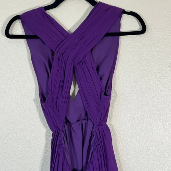 Alice & Olivia Purple Silk Deep V Mini Dress Womens XS Classic Luxury Y2K - Image 10