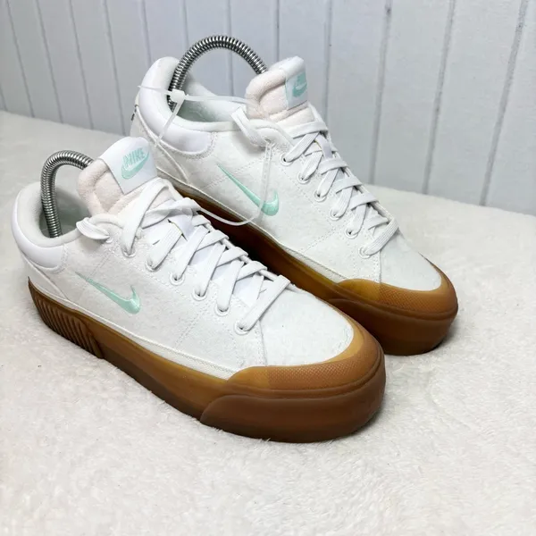 Nike Court Legacy Lift White Sneakers with Gum Soles and Mint Accents Size 8‎ - Image 3