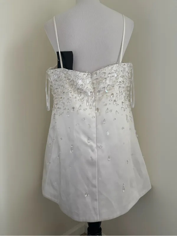 NWT Retrofete Cornelia Crystal Embellished White Mini Short Dress Sz XL - Image 7