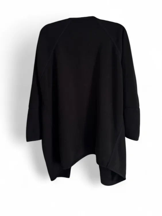 Athleta Cozy Karma Black Draped Open Front Cardigan Fleece Lined Sz M Casual - Image 3