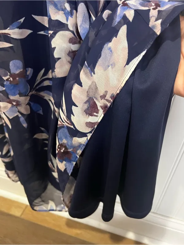 Eliza J Navy Floral Print Chiffon Halter Neck Maxi Dress size 12 NO SASH - Image 12