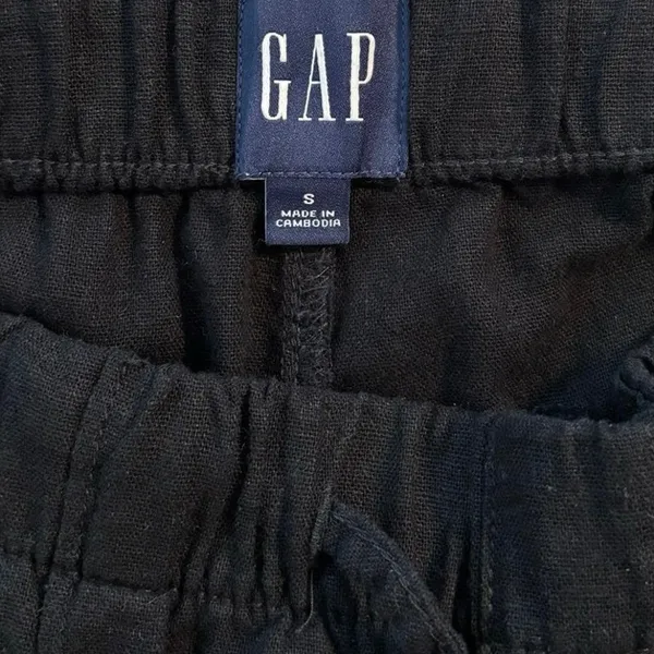Gap Women’s Size S Linen Blend Pull On Wide Leg Pants Black - Image 3