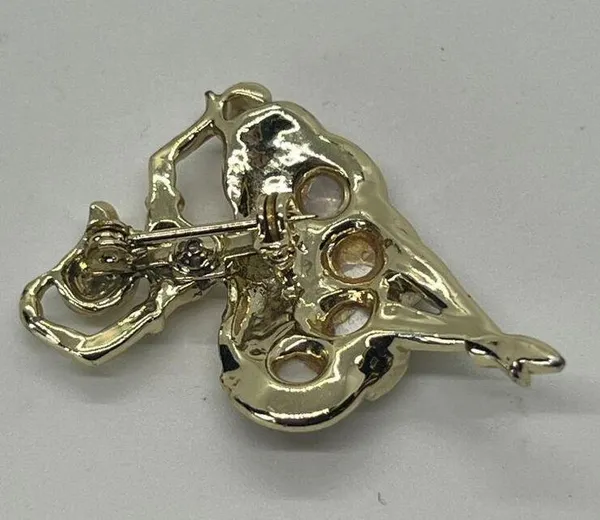 Vintage Gold-Tone Ballerina Brooch With Mother Of Pearl Accents Tutu 1 7/8" - Image 4