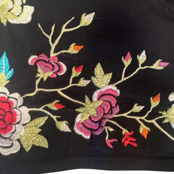 Johnny Was Embroidered Floral Black 100% Cotton Tunic Dress Scoop Neck Large - Image 7