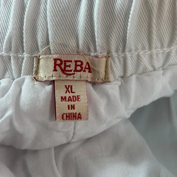 Reba White Wide Leg Relaxed Fit‎ Elastic Waist Pants Womens XL New With Tags - Image 2