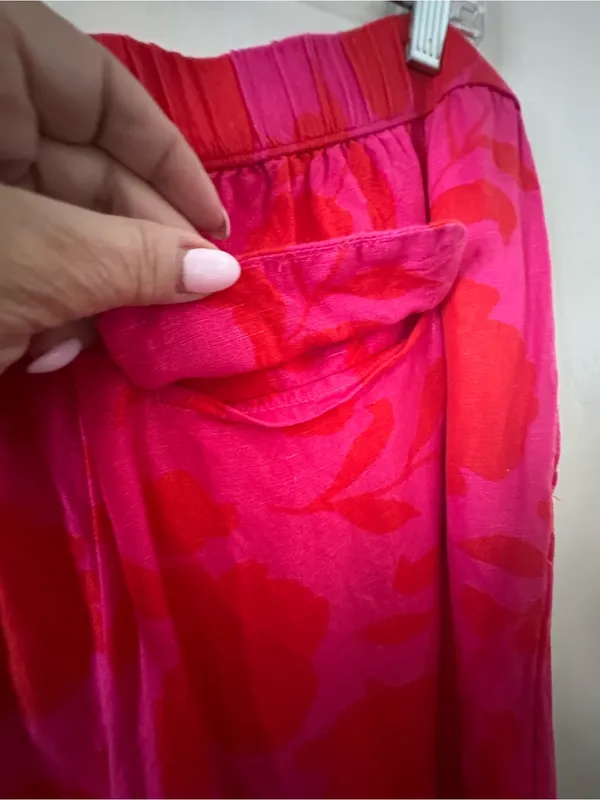 kate spade x Target Pink Red Floral Wide-Leg Linen Blend Pants XL - Image 8