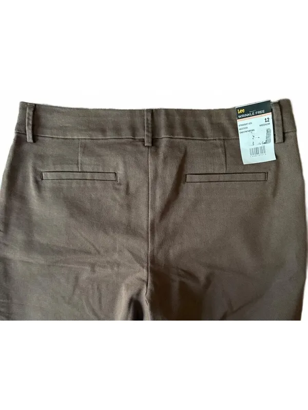 Lee NEW Women's Casual Dress Pants Size 12 Relaxed Fit Brown Herringbone City - Image 5