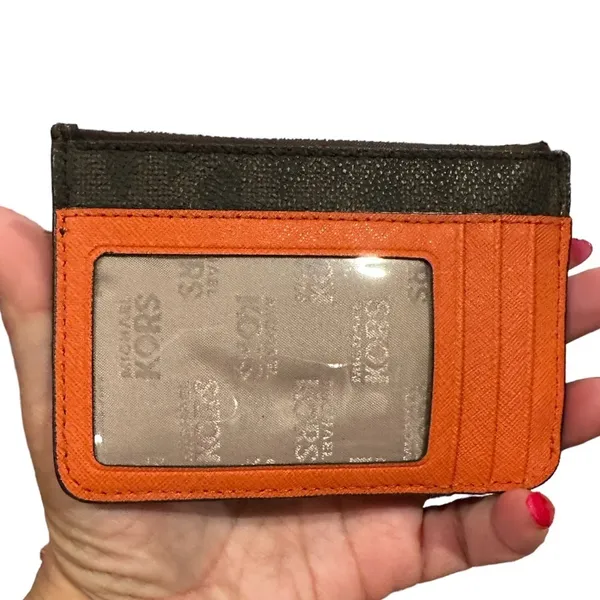 Michael Kors jet set key ring credit card signature brown MK ID case - Image 2