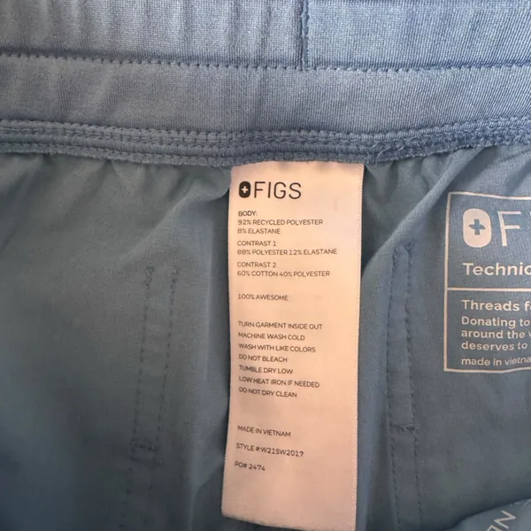 FIGS - Technical Collection High-Waisted Jogger Scrub Blue Pants Sz Xs - Image 7