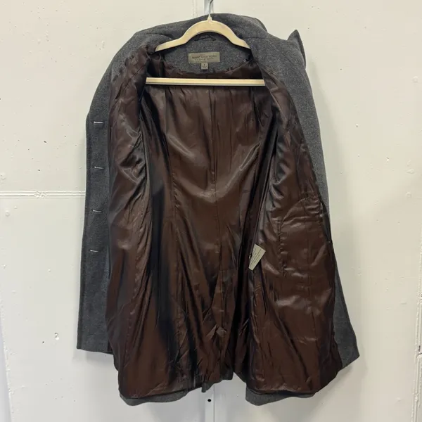 Marc New York Andrew Marc Gray Wool Blend Belted Overcoat Coat Jacket Womens 8 - Image 3