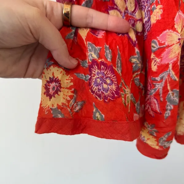 Free People Oh Baby Mini Babydoll Dress Orange Florals Women's Size Small‎ - Image 7