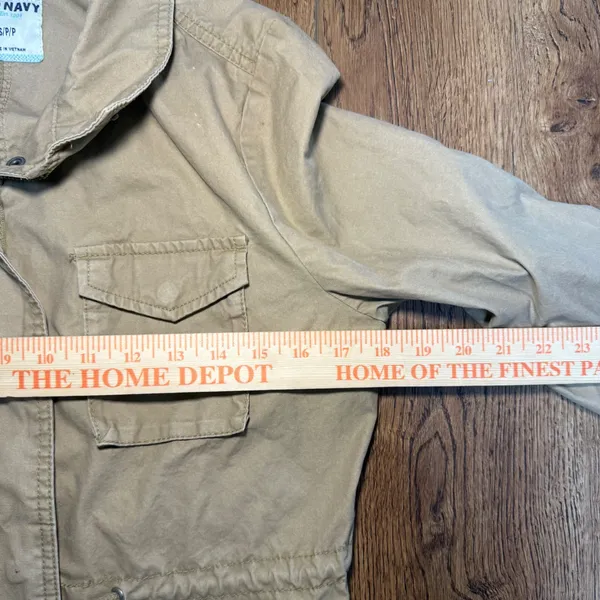 Old Navy Tan Utility Jacket Military Style Pockets 100%‎ Cotton Womens Small - Image 11