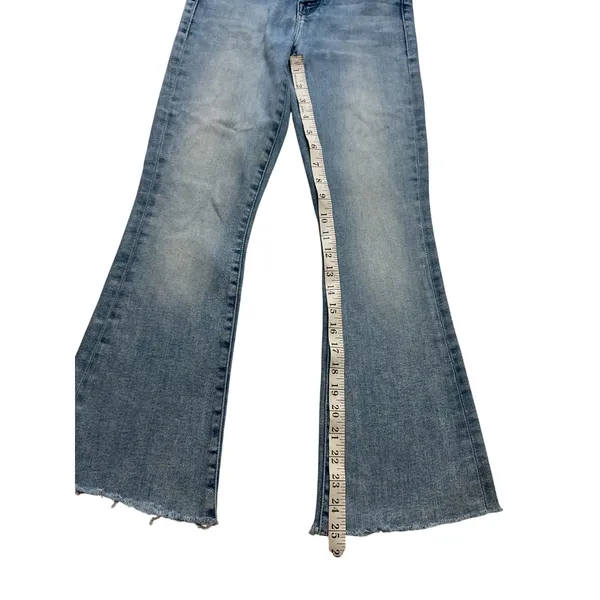 MOTHER High Waisted Flare Jeans‎ Light Blue Raw Hem Size 25 Slim Fit Wide Leg - Image 7