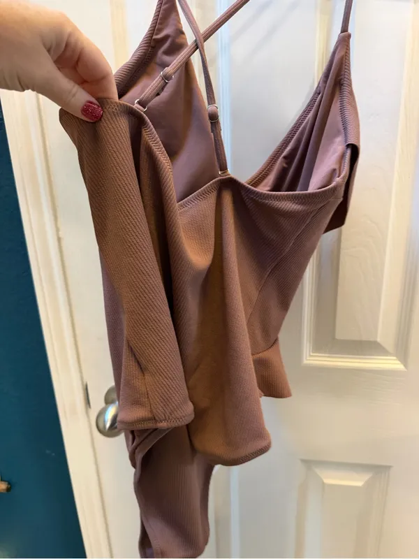NWT Cupshe brown Ruffled Spaghetti Strap Mini Dress size xl - Image 3