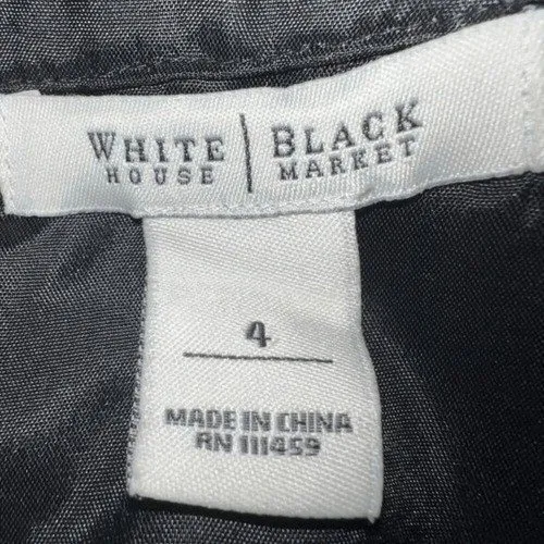 WHITE HOUSE BLACK MARKET Black With Brown Ruched Waist Cotton‎ Silk Dress EUC 4 - Image 7