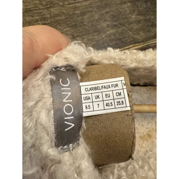 Vionic Claribel Faux Fur Lined Slippers Slate Grey Suede Orthotic Womens 9.5 M - Image 8