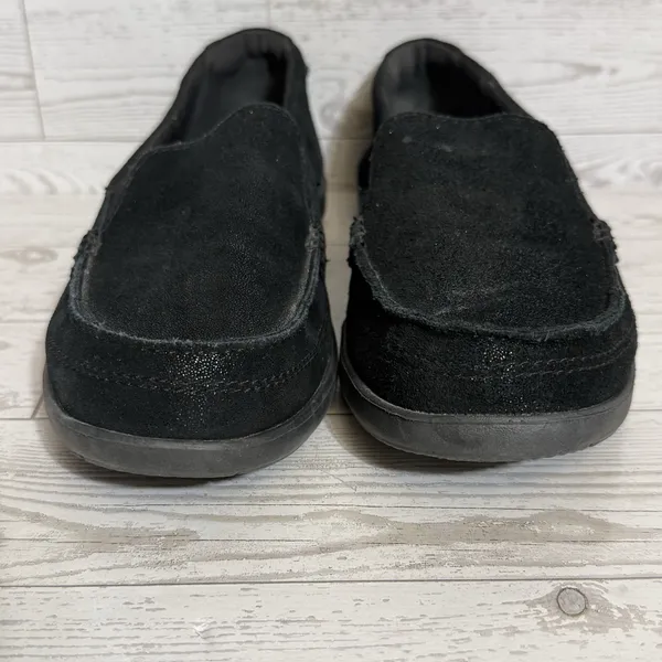 Crocs Walu Shoes‎ Women Sz 8 Shimmer Black Leather Slip On Loafers Flats 202303 - Image 2