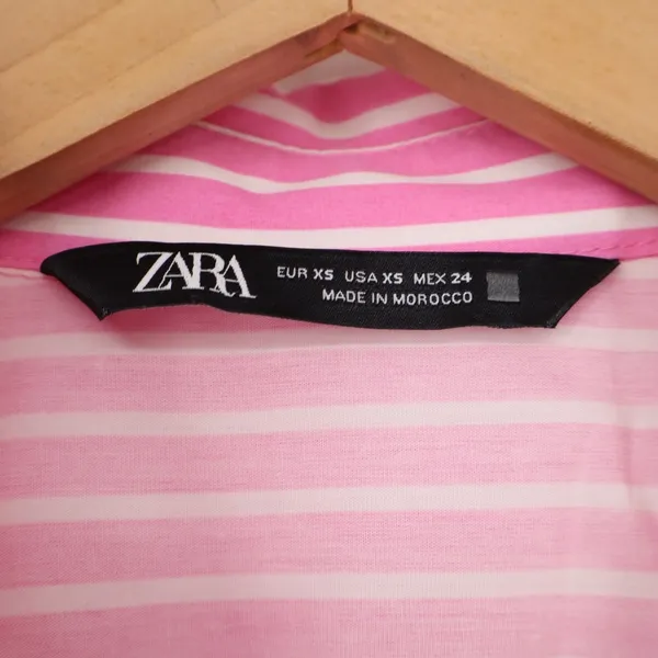 Zara Button Down Women's XS Pink Striped Long Sleeve Excellent - Image 3
