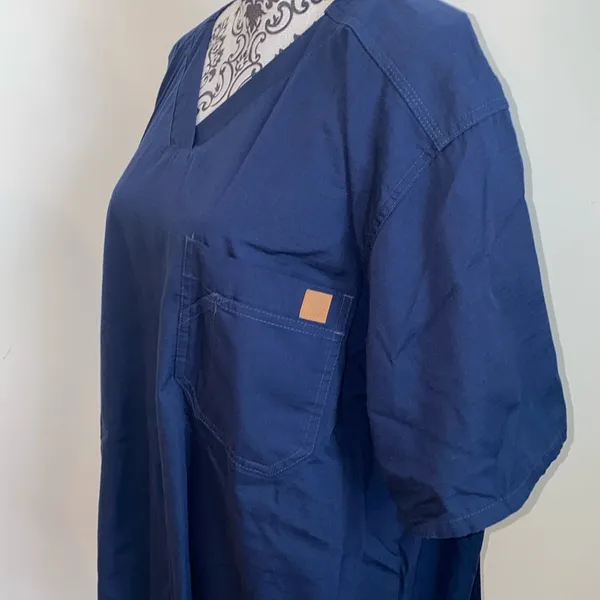 Carhartt Womens V-Neck Short Sleeve Scrub Top size XL Blue - Image 3