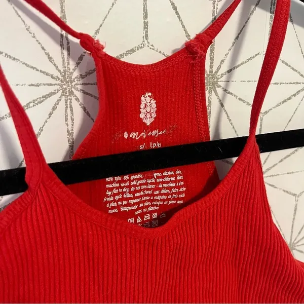Free People Red Ribbed Tank - Image 2