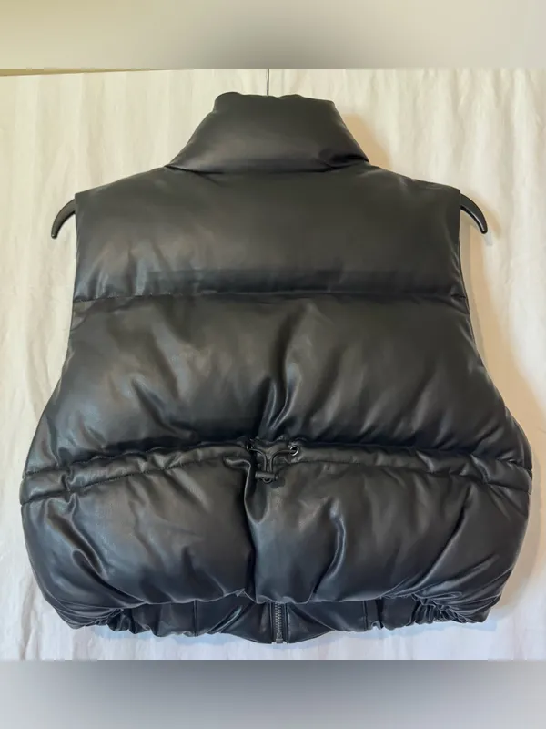 Double Zero Black Faux Leather Puffer Vest – Size S - Image 3