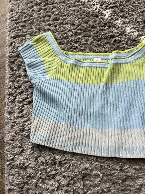 Daily Practice by Anthropologie Tuvalu Cropped Sweater Sz S Green Blue‎ - Image 7